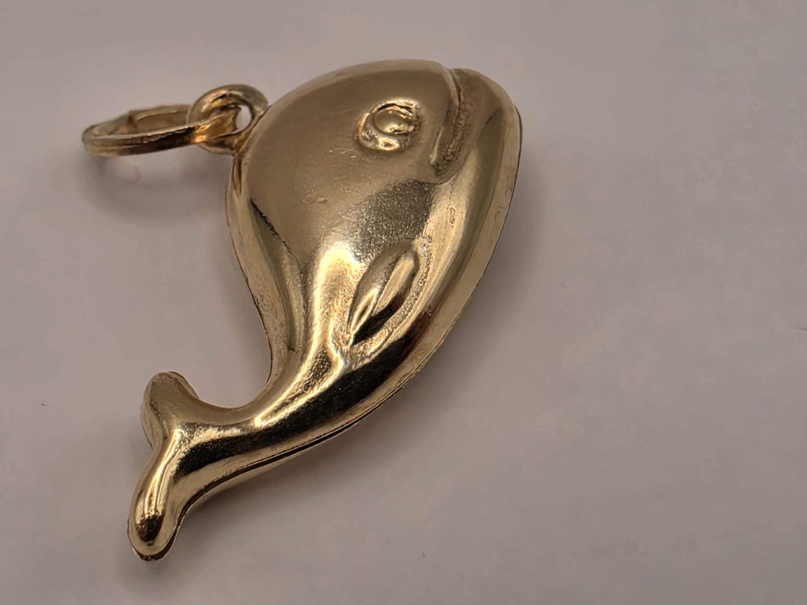 14K Yellow Gold Whale Pendant Hollow Laser Cut Sea Animal Charm Ocean Beach Naut