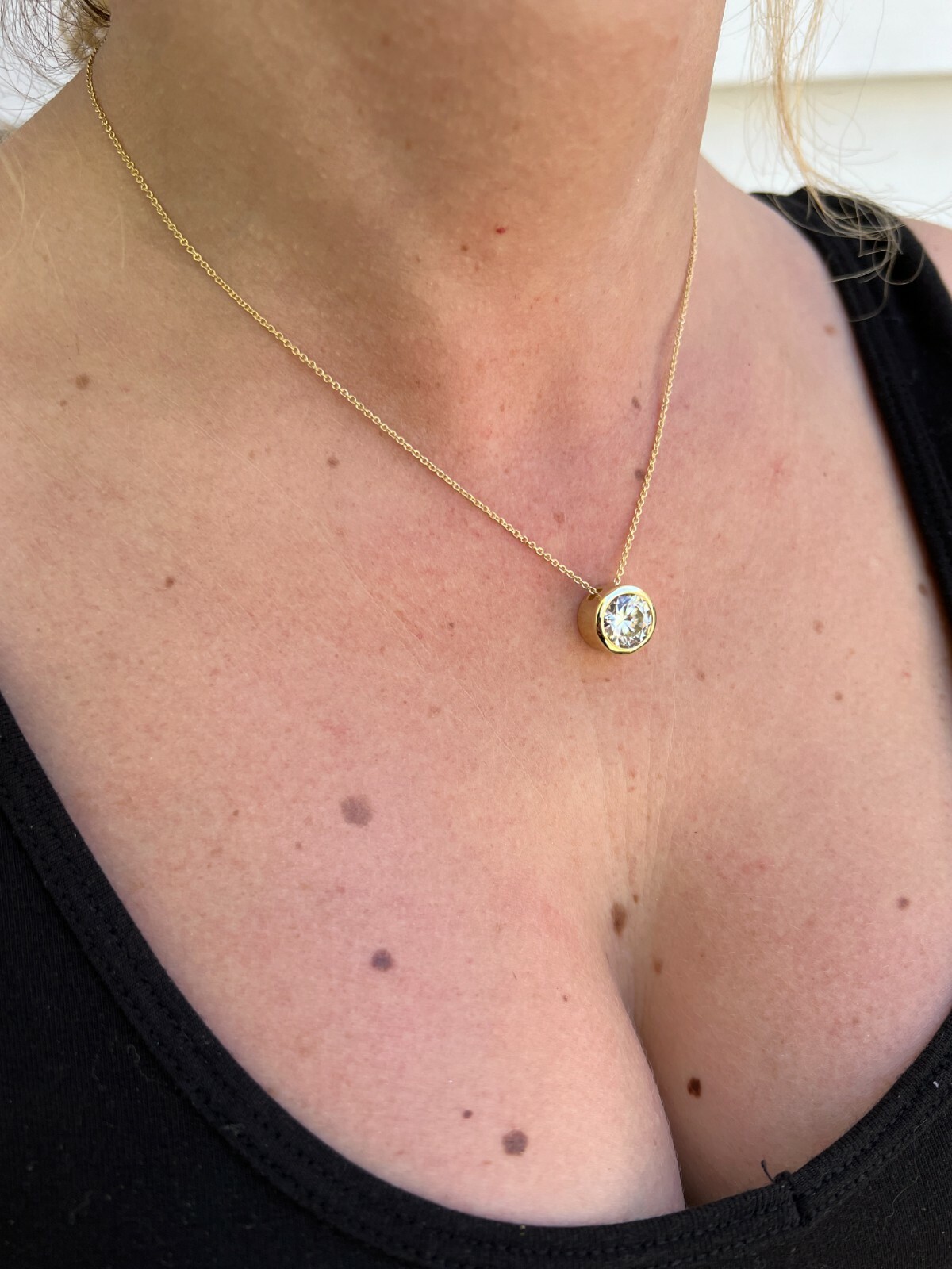 14k Gold Plated Moissanite Solitaire Pendant Necklace GRA Passes Diamond Tester