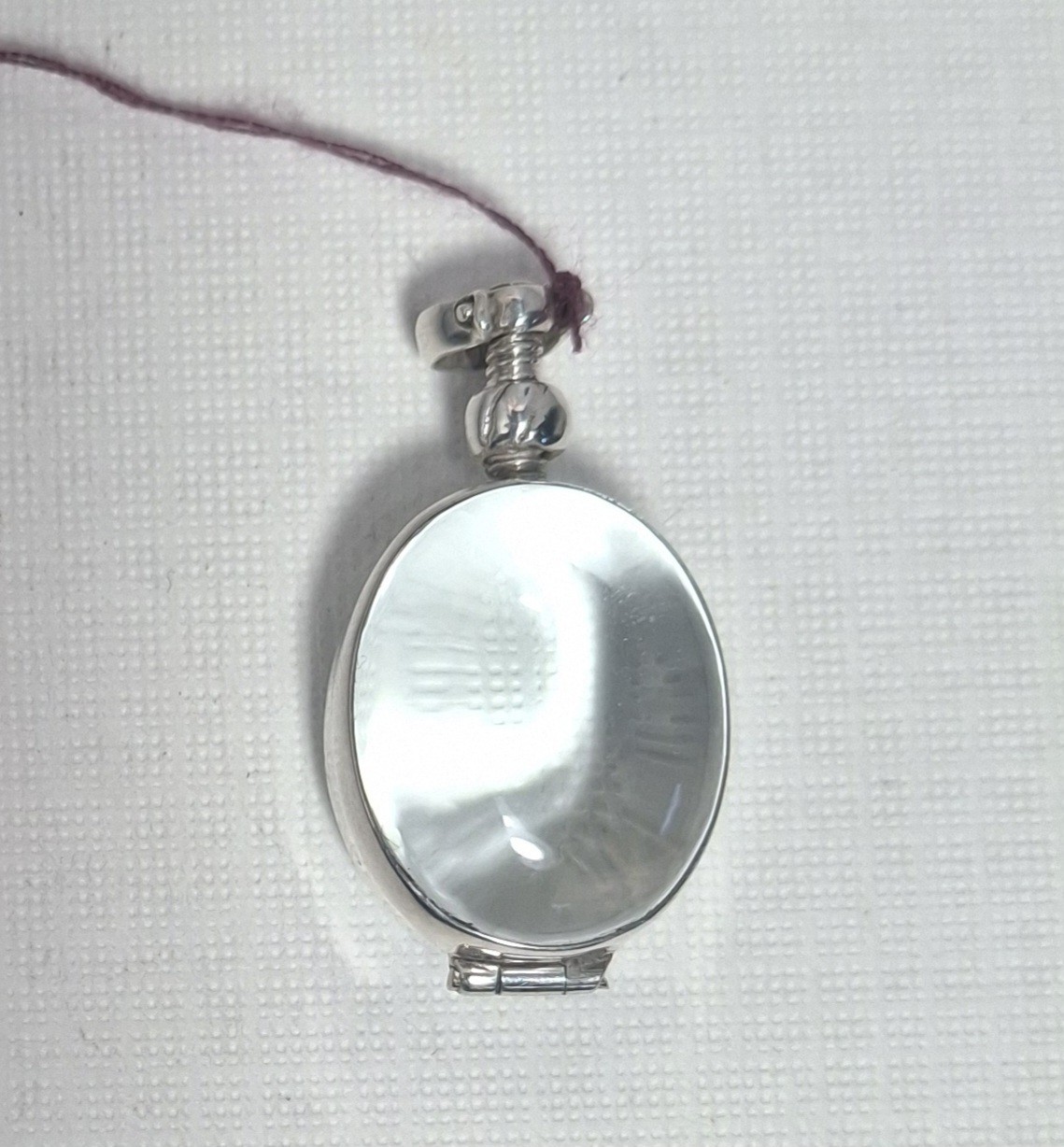 Clear Photo Locket Pendant Oval Clear Sterling Silver Holds 2 Photos
