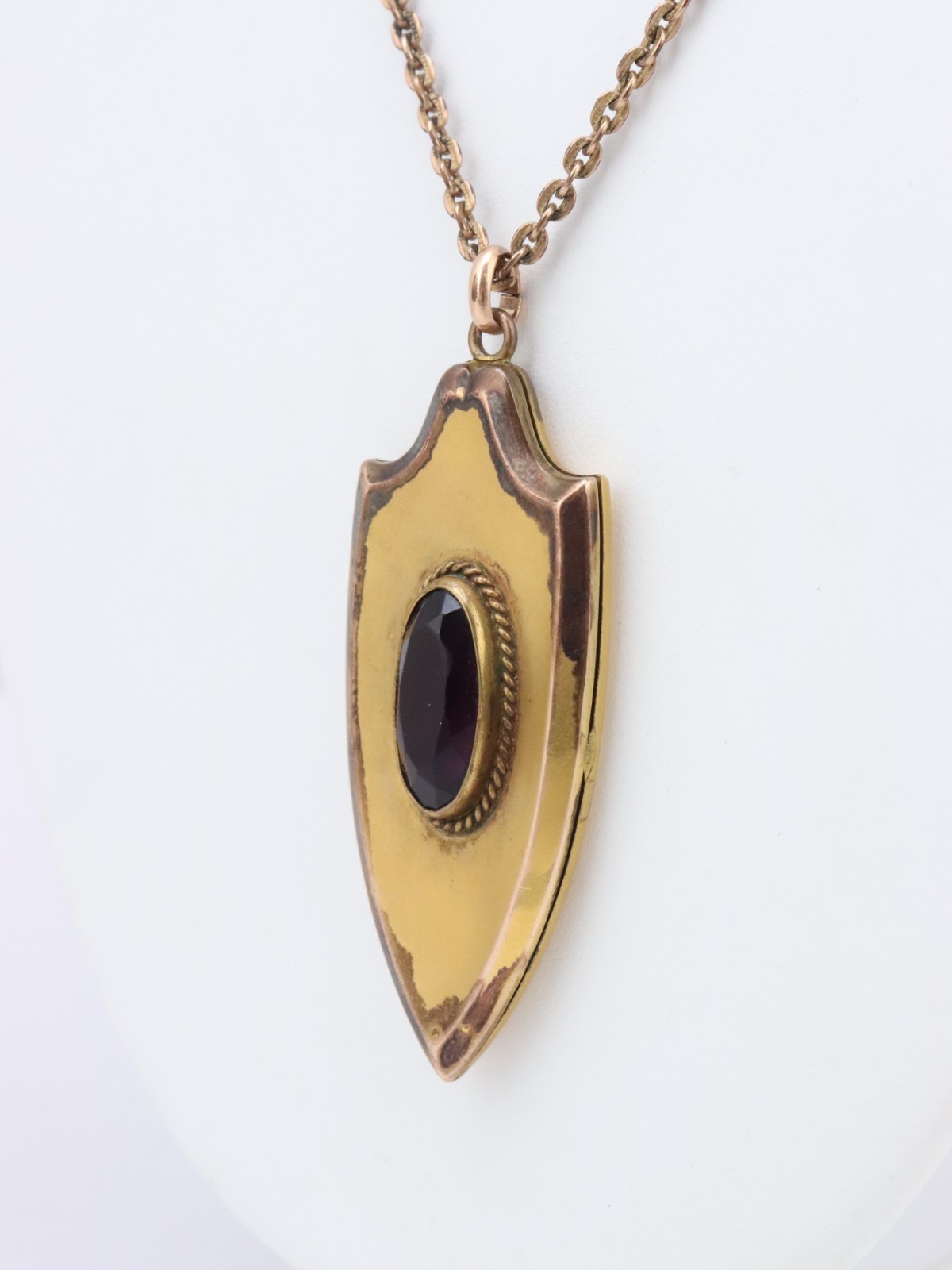 Vintage FLS Victorian Art Deco Paste Shield Locket Pendant Gold Filled 31 Grams