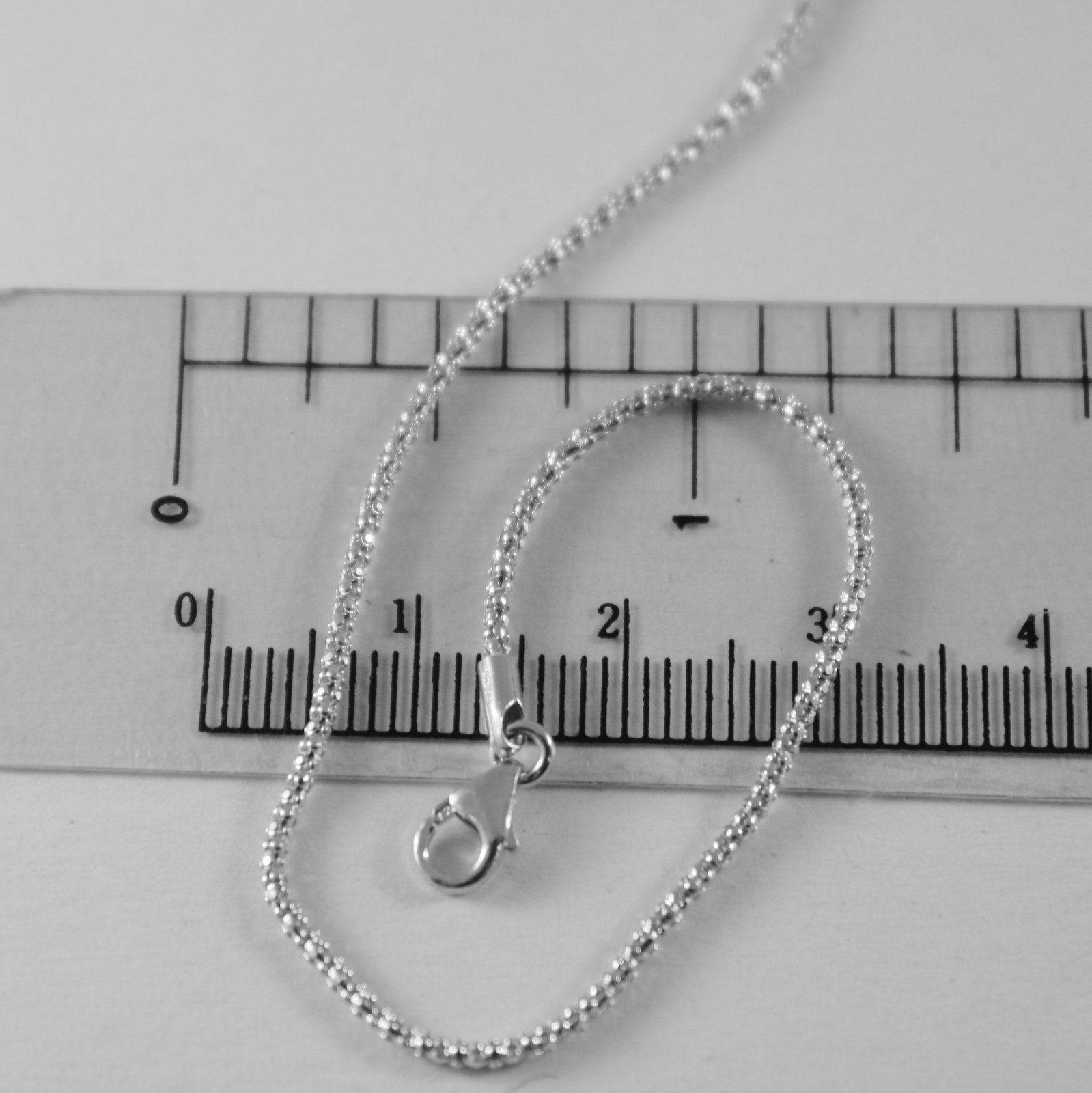 18K WHITE GOLD CHAIN MINI BASKET ROUND POPCORN LINK 1 MM WIDTH 15.75 INCH