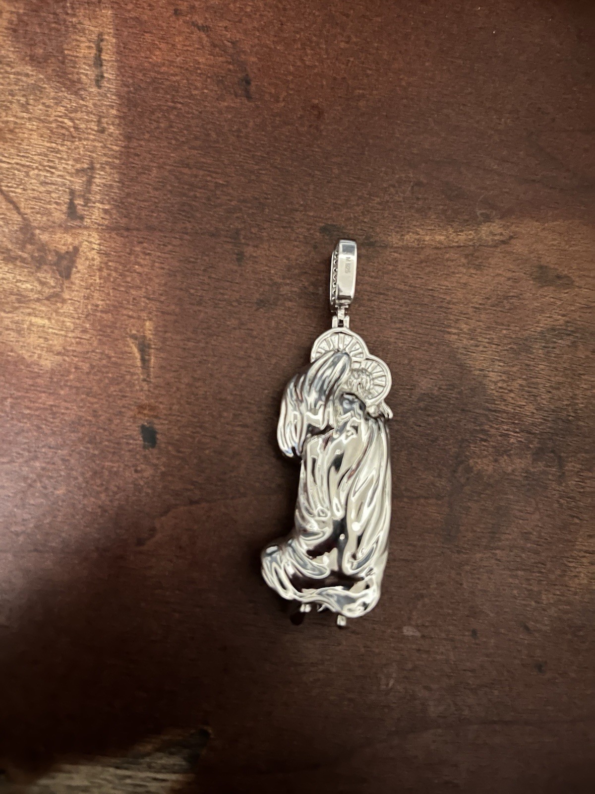 Sterling Silver Virgin Mary Pendant 29 Grams