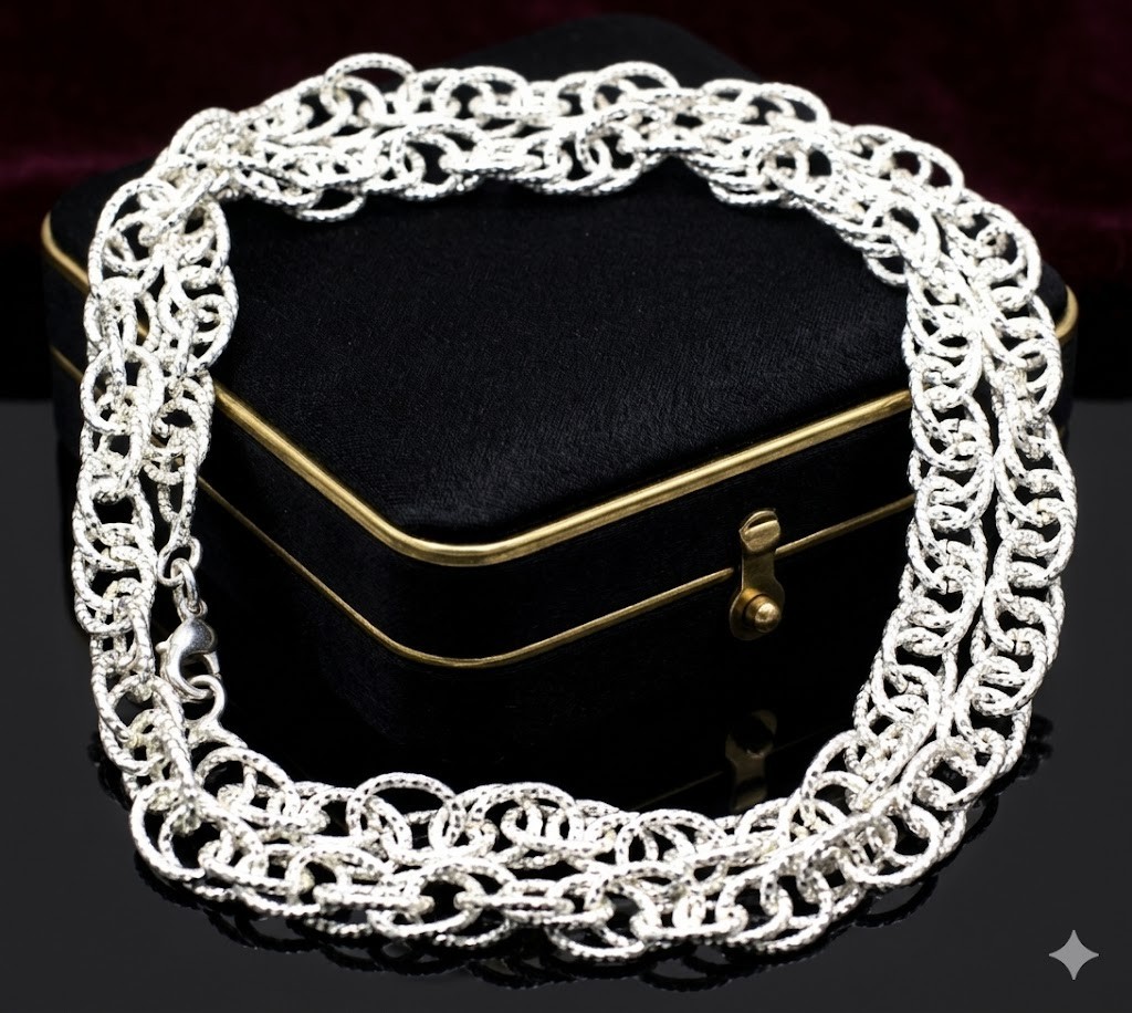 925 Sterling Silver Fancy Filigree Link Chain Necklace Diamond Cut Jewlery