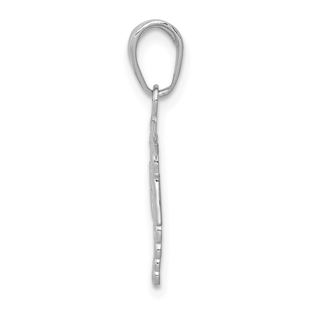 10K White Gold RN Caduceus Pendant 0.52gm L-19.4 mm, W-11.13 mm