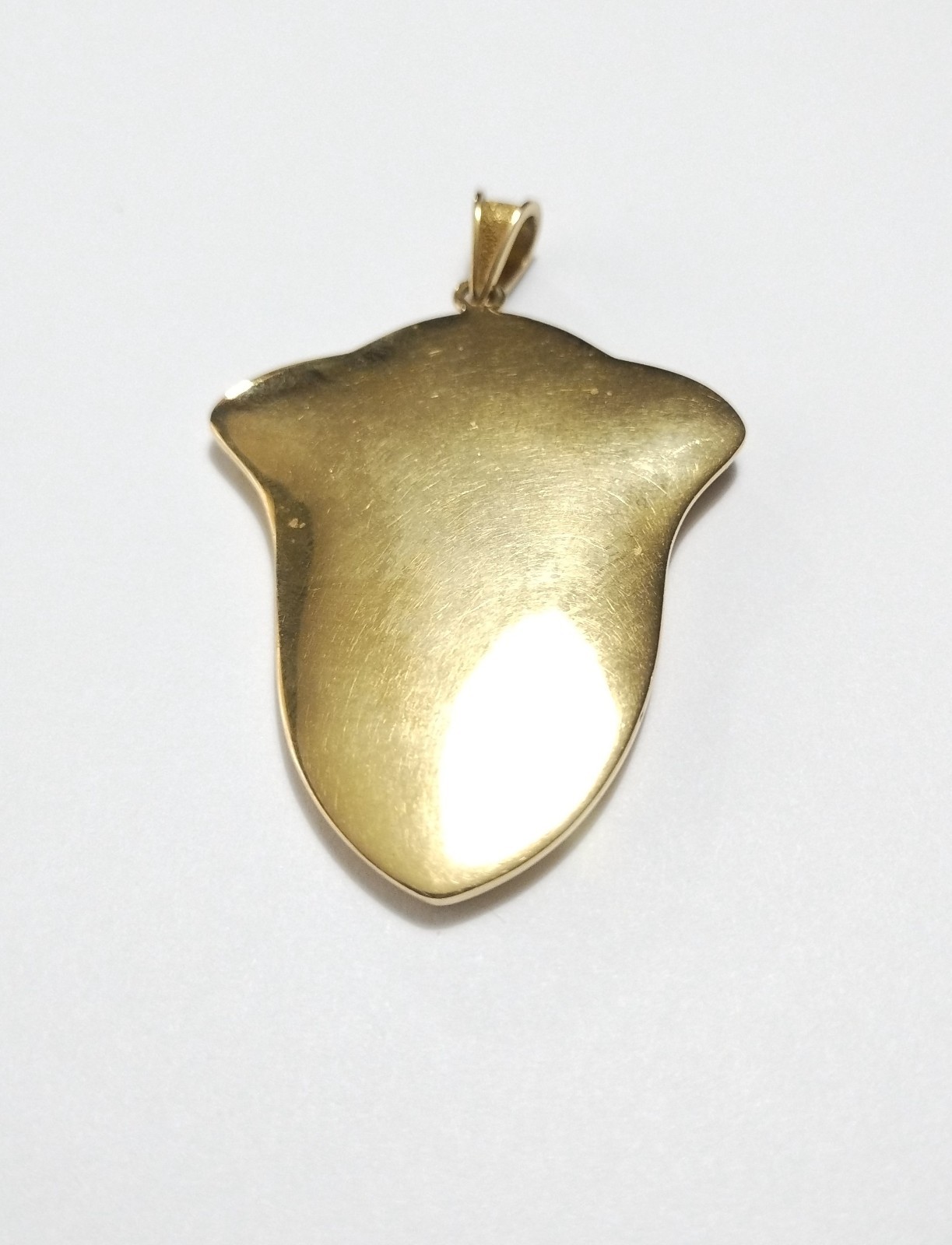 Antique Art Nouveau Period Hand Painted Enamel 19.2k Yellow Gold Shield Pendant