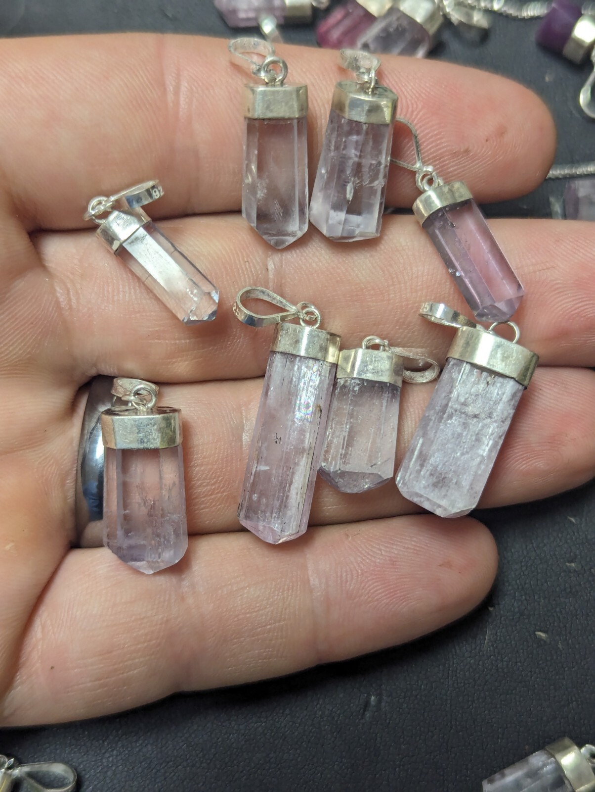Sterling Silver Kunzite Crystal Gemstone Pendant