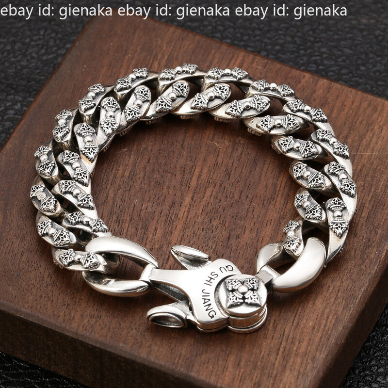 Pure 925 Sterling Silver Chain Men 14mm Wide Curb Cuban Link Bracelet 7.9-8.7″