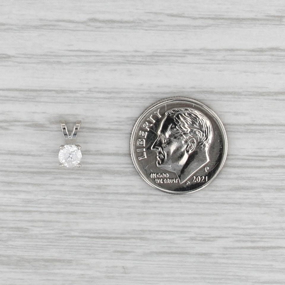 New 0.30ct Diamond Solitaire Pendant 14k White Gold 4 Prong Small Round Drop