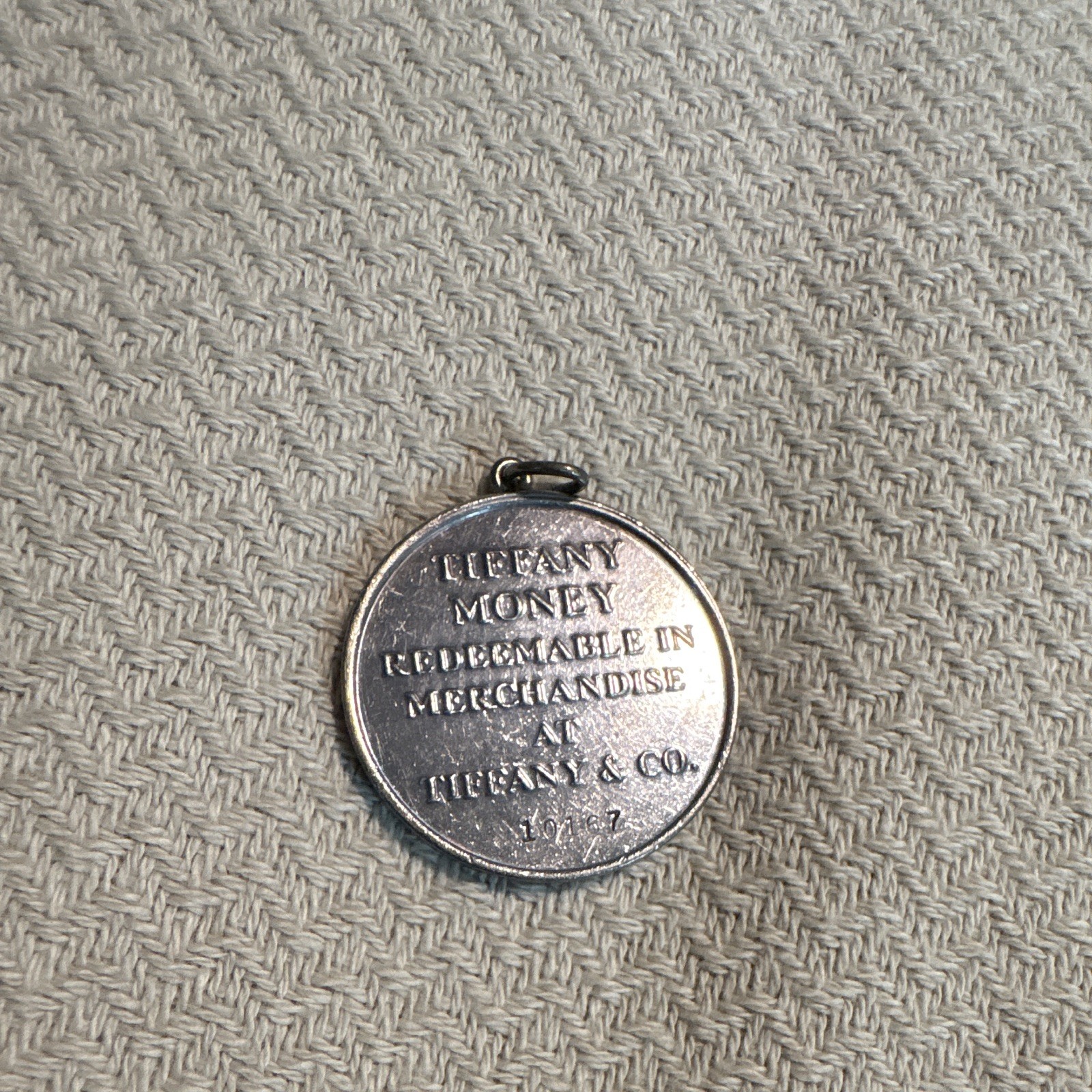 Tiffany & Co. Sterling Silver 925 Round Signed Logo Charm Pendant