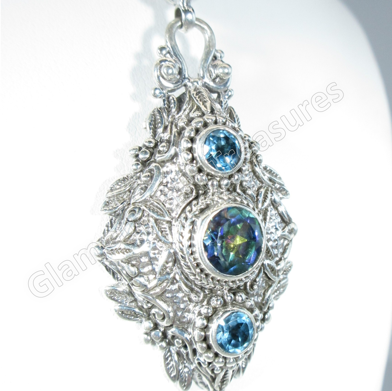 Sarda Sterling Silver & Unicorn Dreams Mystic Topaz & Swiss Blue Topaz Pendant