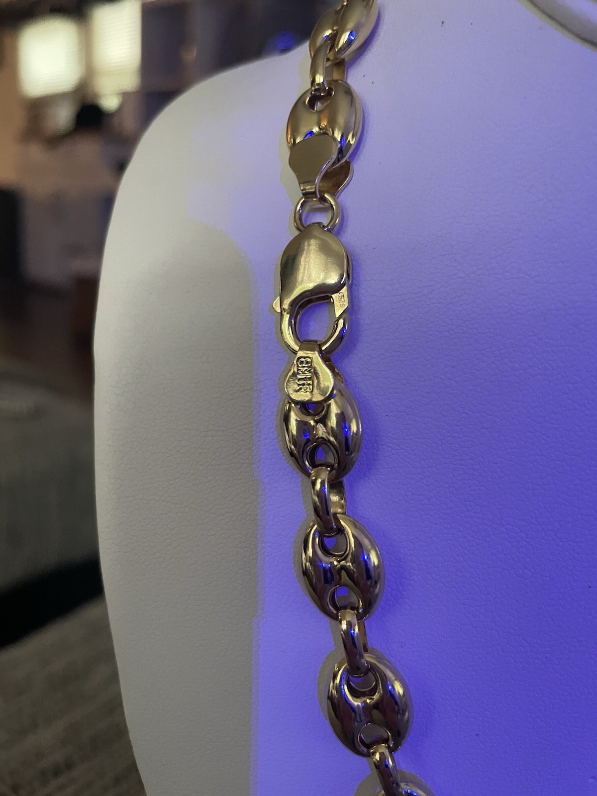 925 Gold Over Sterling Silver Puffy Mariner Chain,