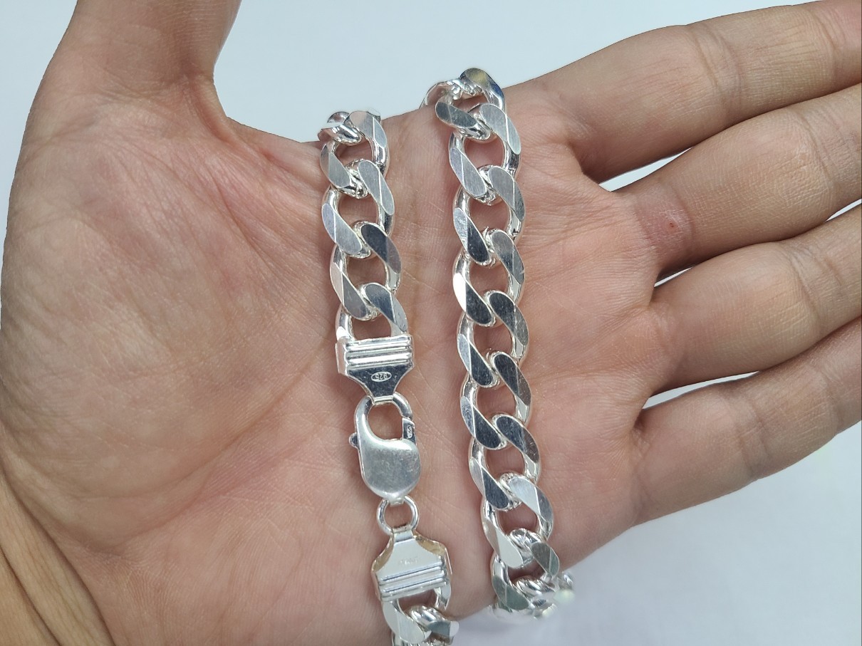 .925 Sterling Silver Cuban Link Chain Necklace 1.5mm ~15mm Men Women 16″~40″