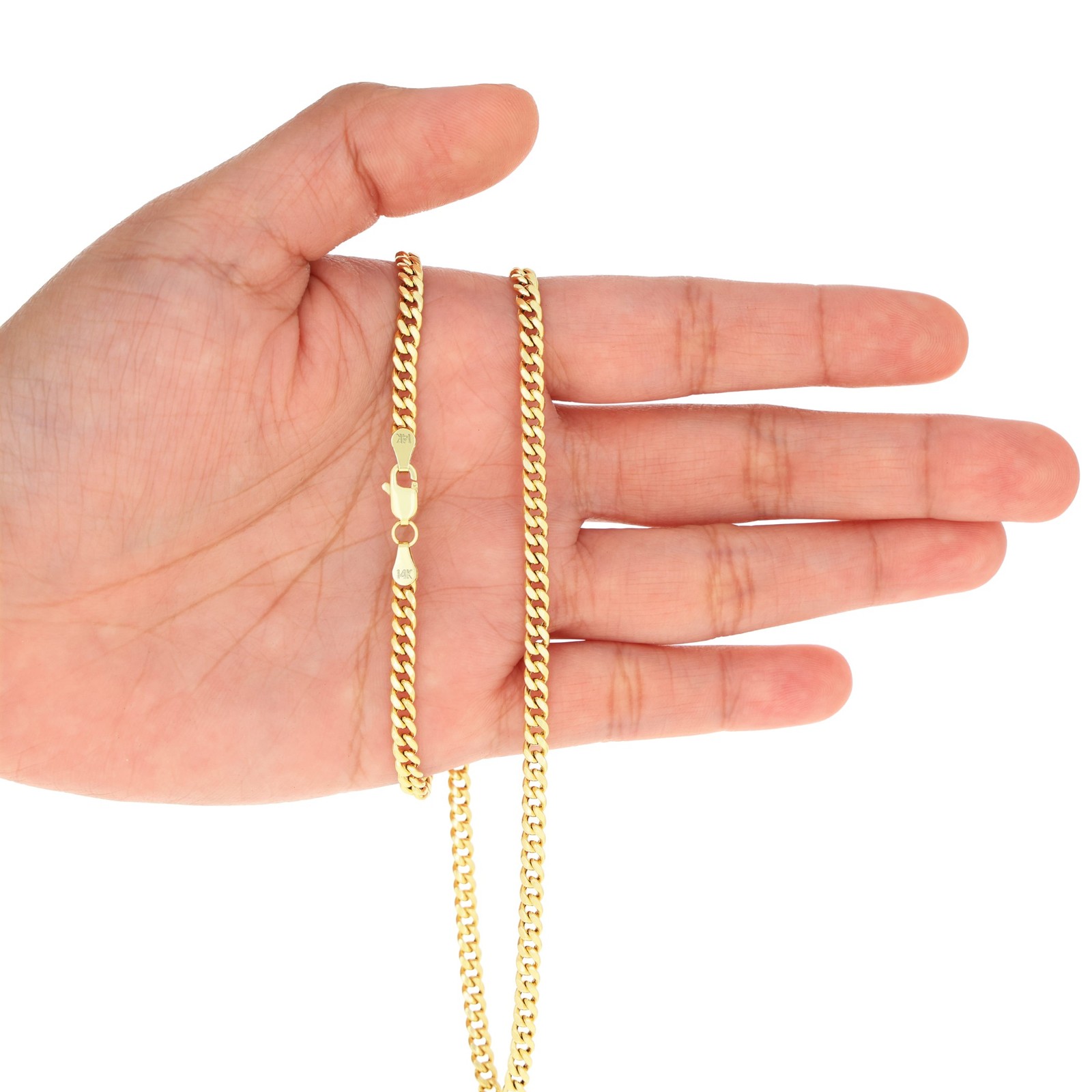 14K Yellow Gold 4mm Miami Cuban Lightweight Chain Necklace Men Women 16″-30″