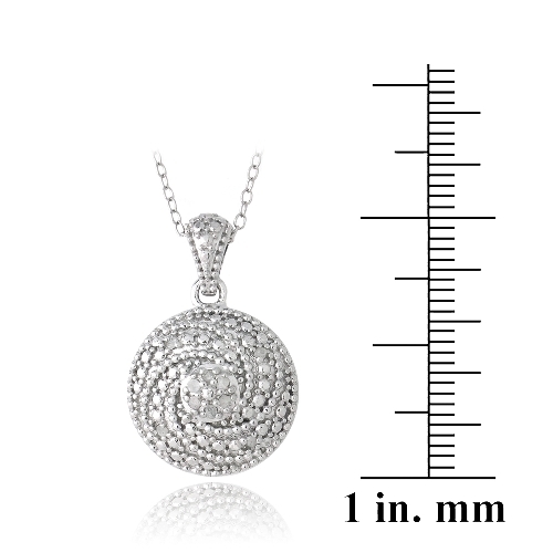 925 Silver 1/10ct Diamond Round Spiral Necklace, 18″