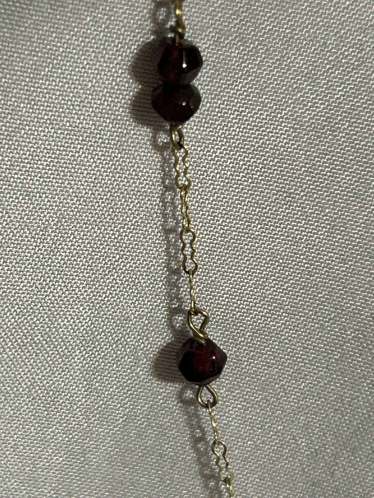 Vintage 10K, Gold Bohemian Garnet Lavalier Y-Necklace Matching Cluster Charm