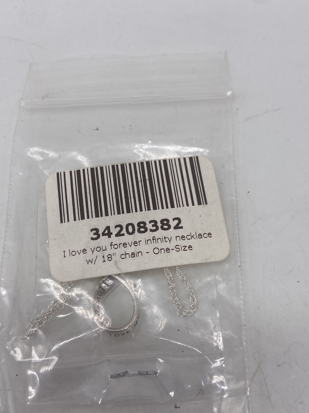 Silver “I Love You Forever” Infinity Pendant Necklace 18″in Chain NEW