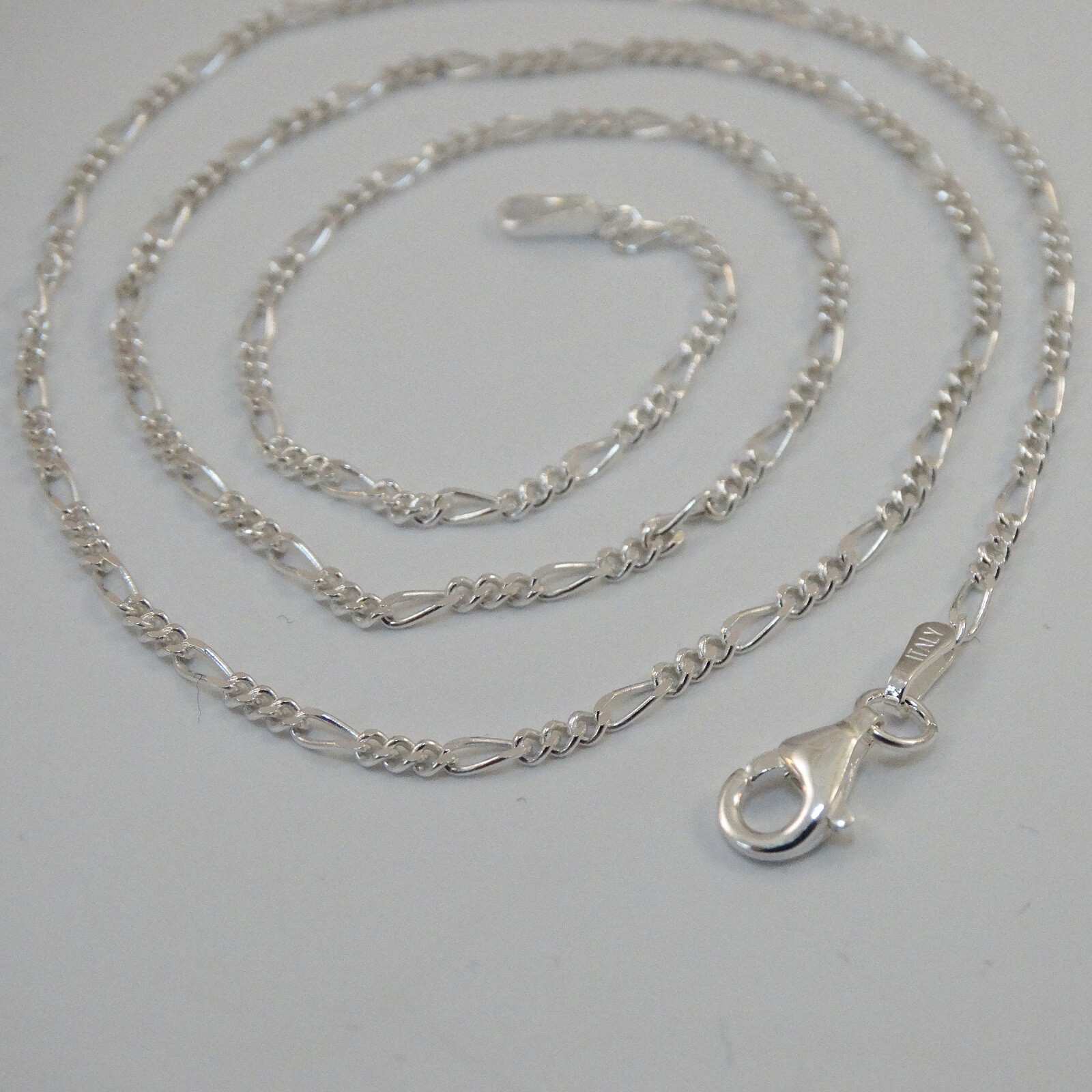 2mm Figaro Chain Necklace – 925 Sterling Silver – Italian 16″ 18″ 20″ 24″ 30″
