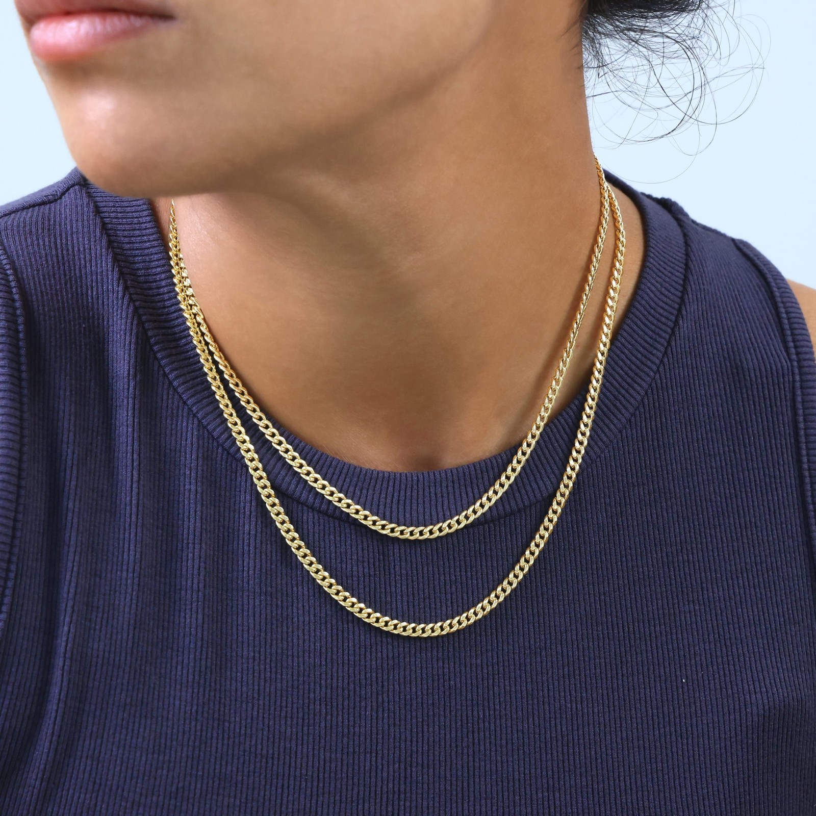 14K Yellow Gold 4mm Miami Cuban Lightweight Chain Necklace Men Women 16″-30″