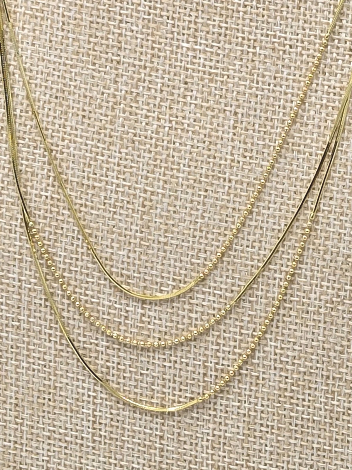Sterling Silver Gold Layered Necklace 925 Italy Multi Strand Chain Beaded