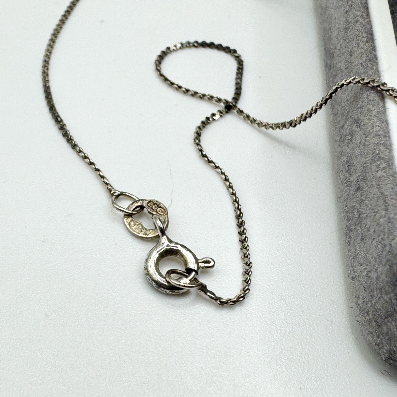 Vintage 925 Sterling Silver Plait Link Chain Necklace 38cm Spring Ring Clasp