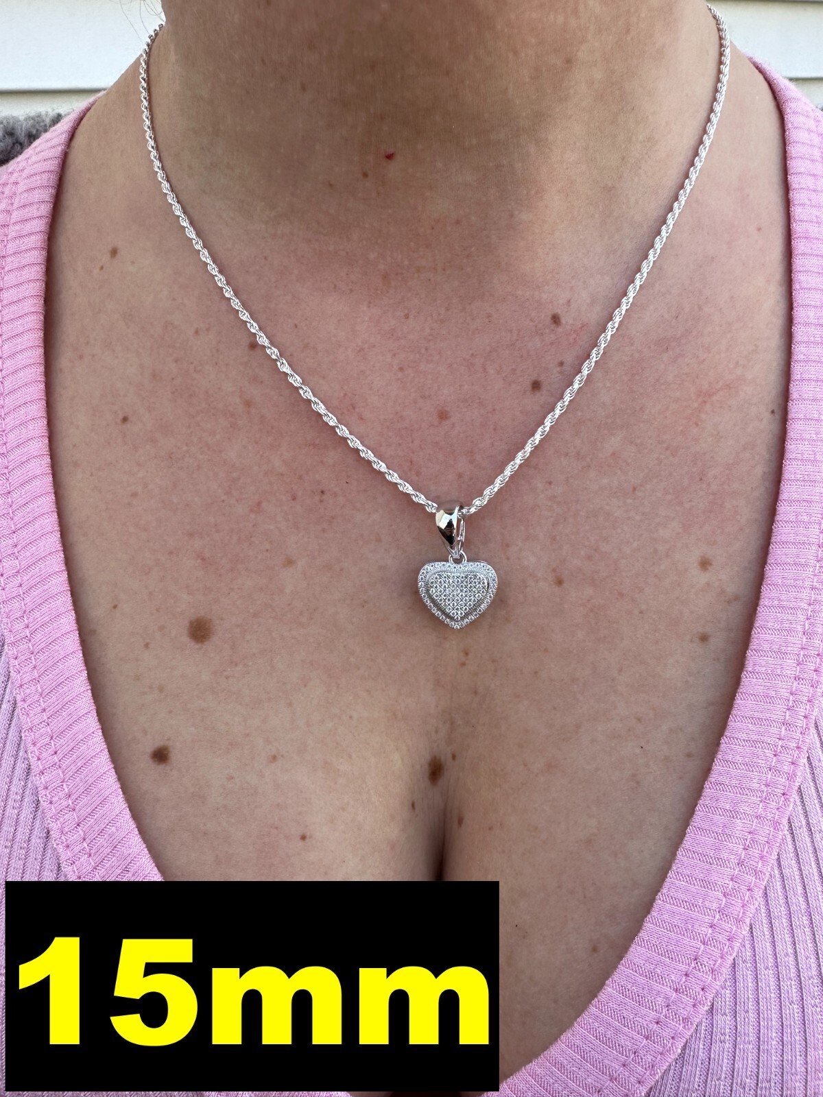MOISSANITE 925 Silver Iced Small Ladies Heart Shaped Love Pendant Necklace Charm