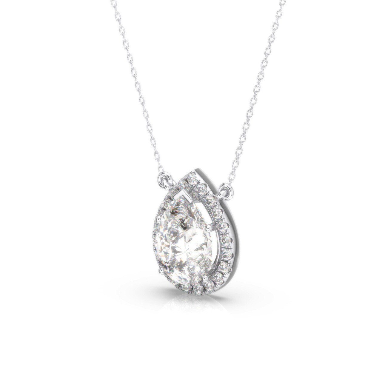 IGI Diamond Pendant VS1 E Pear 2.25 Ct Lab Created 14k White Gold Eye Clean