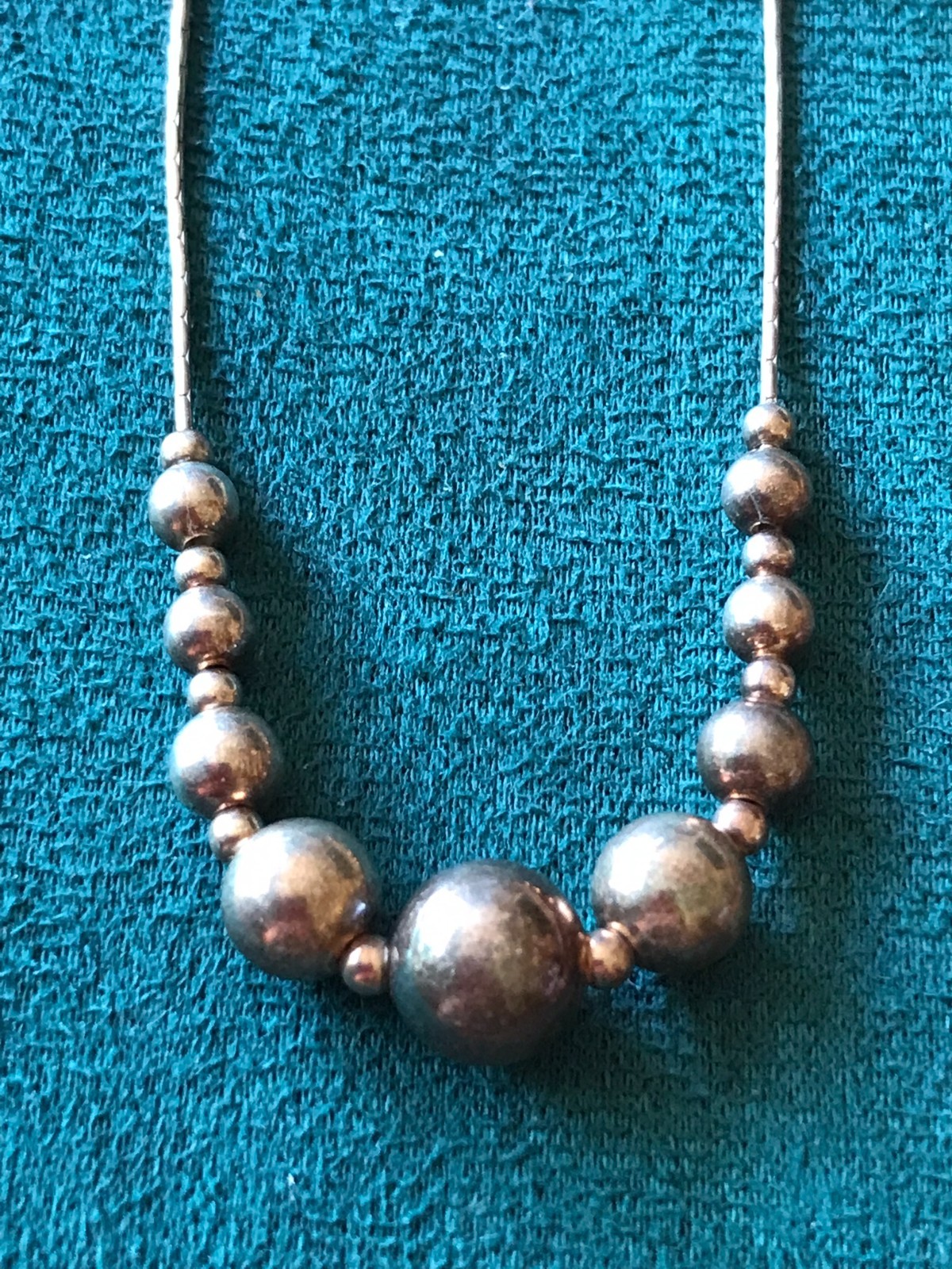 Sterling Silver Graduated Beaded Ball Flat Snake Chain Necklace 52cm TJC