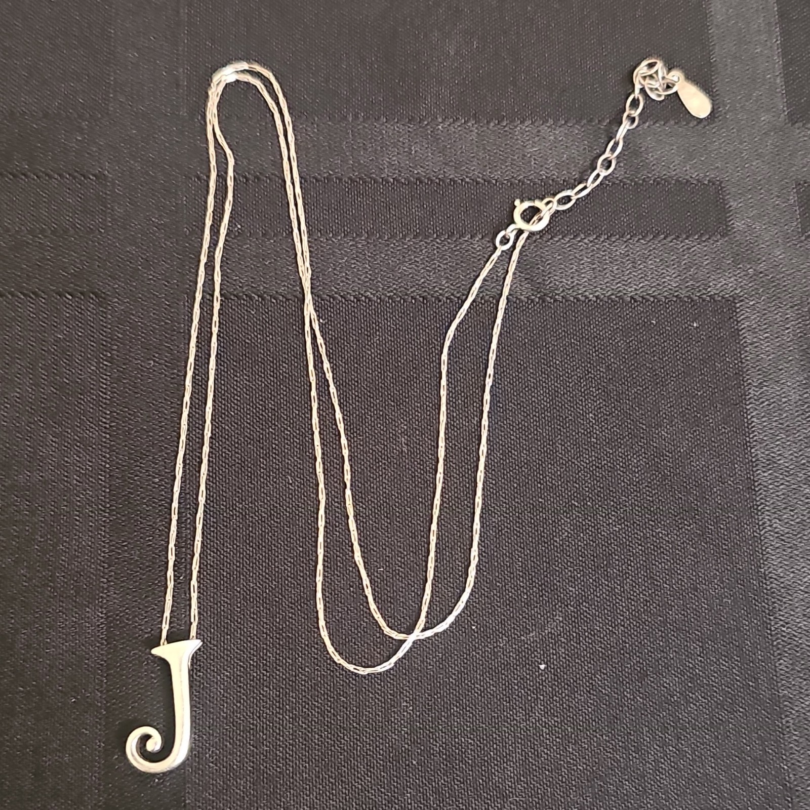 Dainty Delicate 22 in Paper Clip Chain Sterling Silver 925 Letter J Pendant