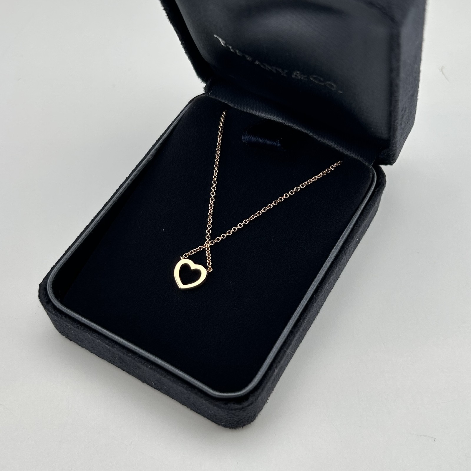 Tiffany Metro Heart Diamond Necklace 750 Rose Gold
