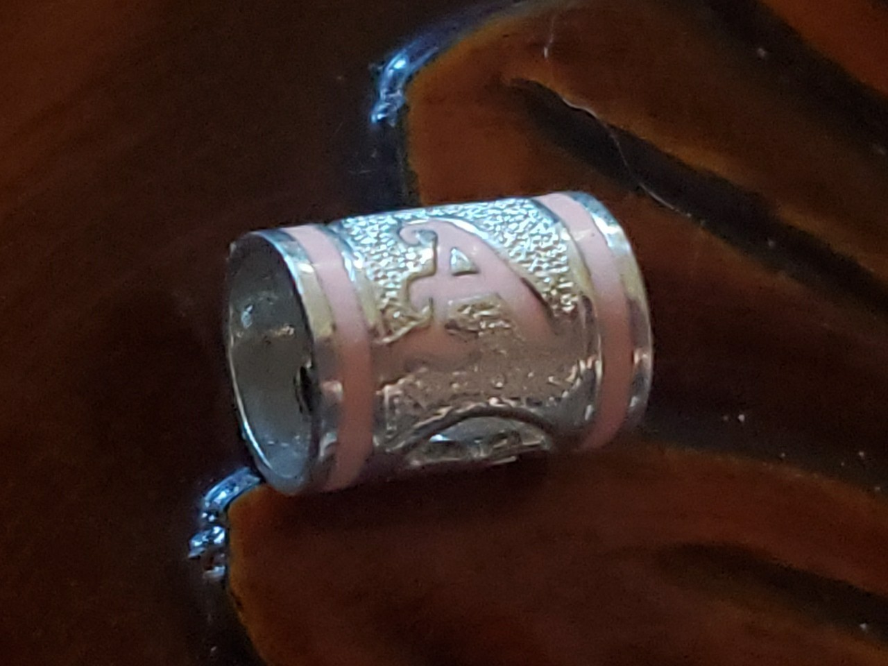 Hawaiian Baby Silver Initial Pendant Enamel 8mm X 6mm Slide Blue Or Pink Letter