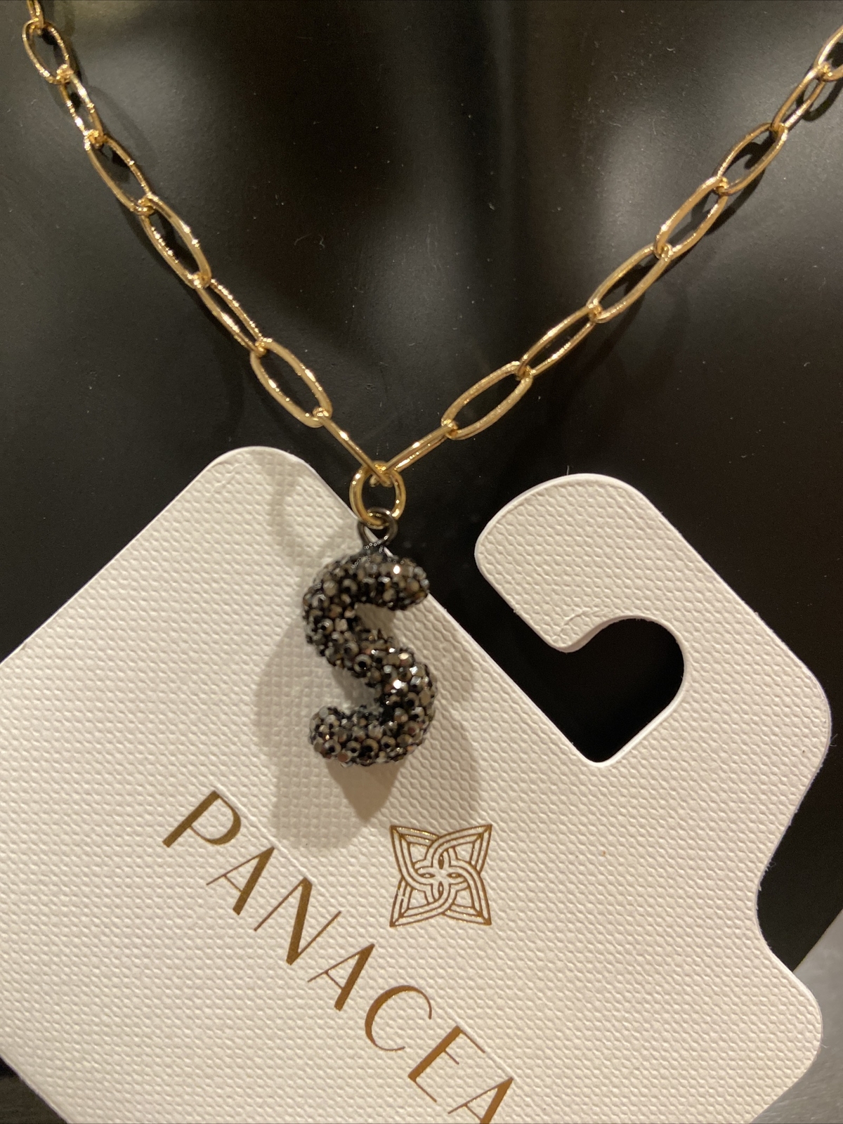 PANACEA 14K Gold Plated Paper Clip Chain Luxe Initial Necklace Letter S