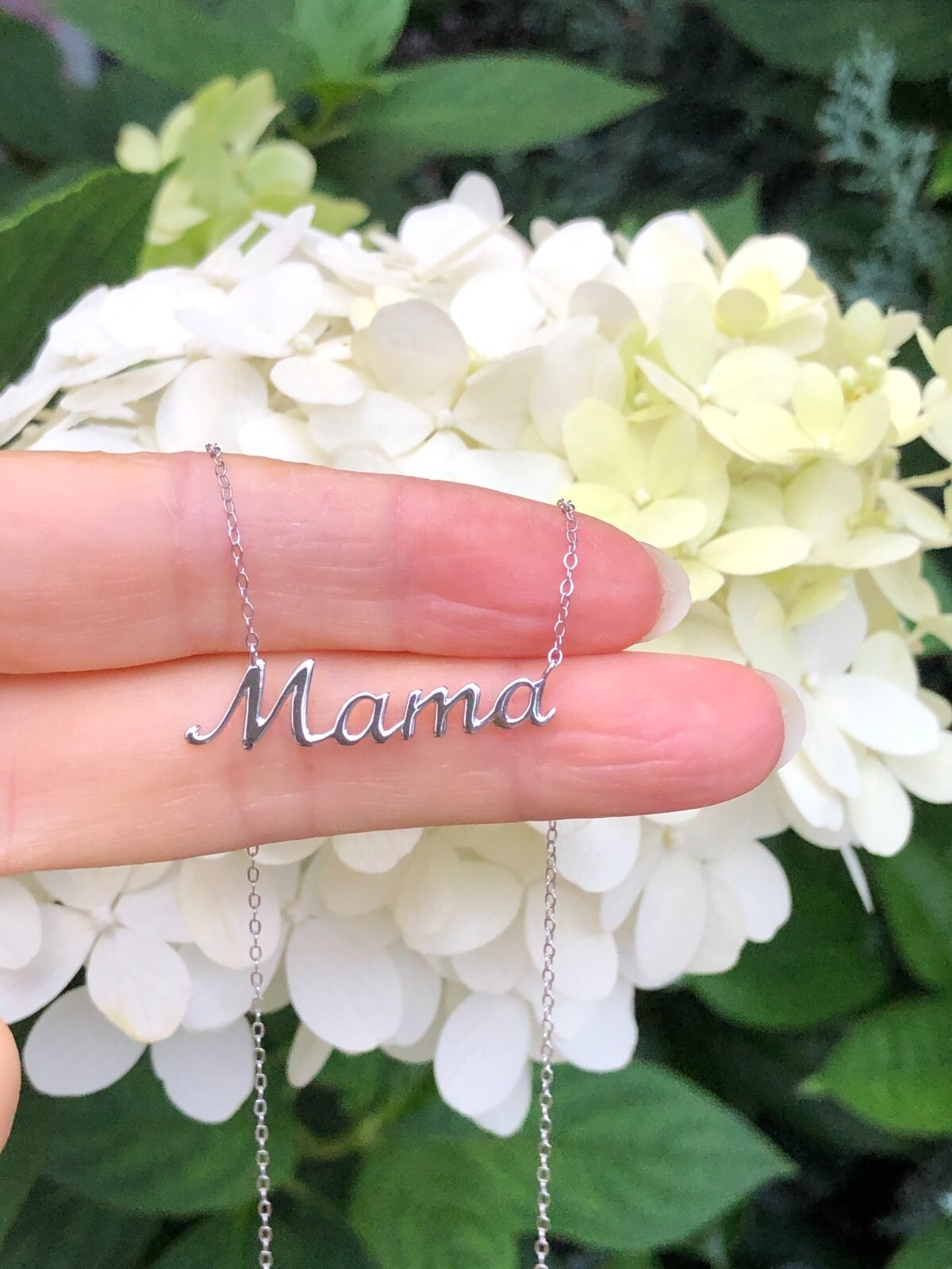 925 Sterling Silver Script Mama Pendant Necklace 31mm(1.22″) 15.25-17.25″