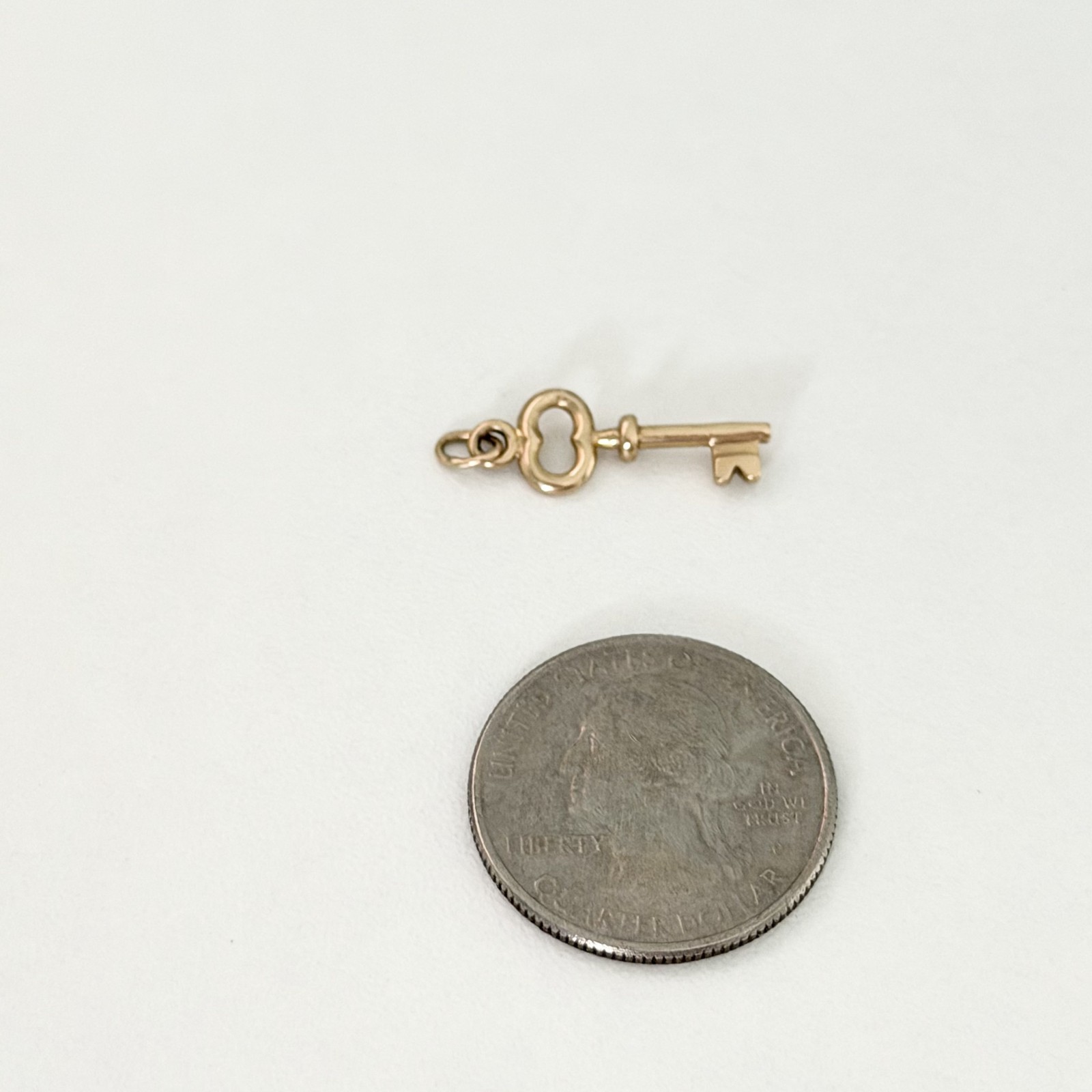 Vintage 14K Yellow Gold Puffy Key Charm Pendant
