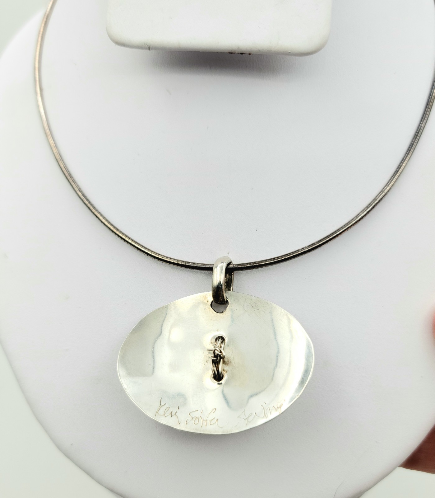 Sterling Silver Clear Crystal Quartz On Oval Silver Base Snake Chain 23gr Italy