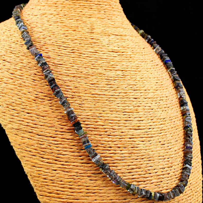 120.00 Cts Earth Mined Single Strand Mix Gem Heishi Beads Necklace JK 04E276