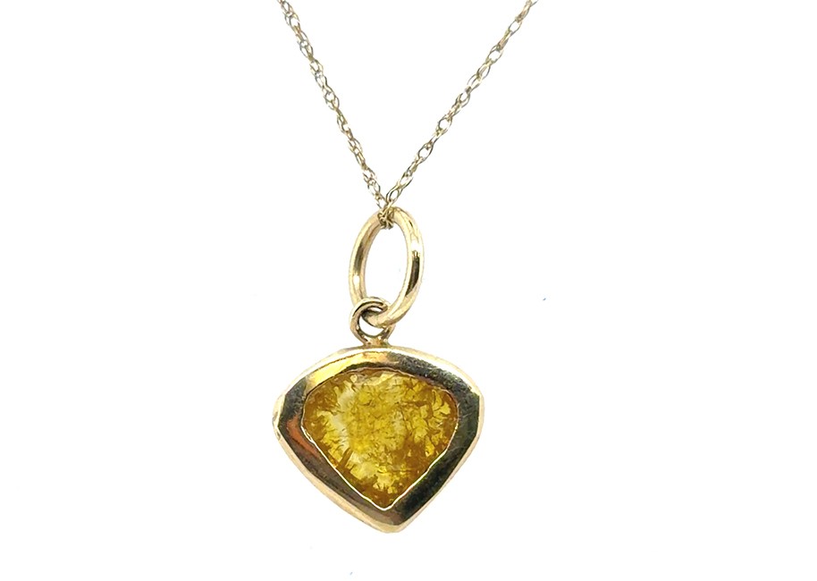 Lapaix Sliced Fancy Vivid Yellow Diamond Pendant Necklace 1.22ct Brand New 14K