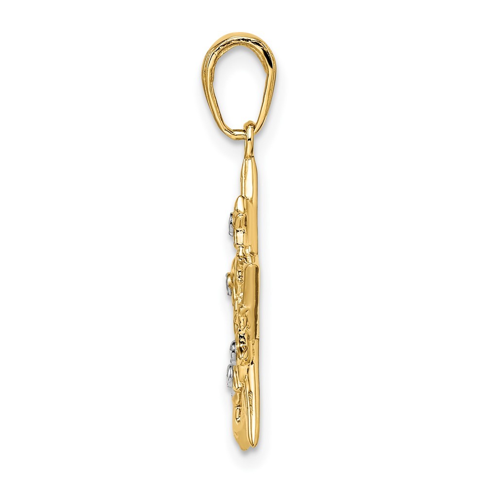 14k Two-tone Gold Diamond-cut Stars Pendant 1.22 gram, L-1.04 In, W-0.75 In
