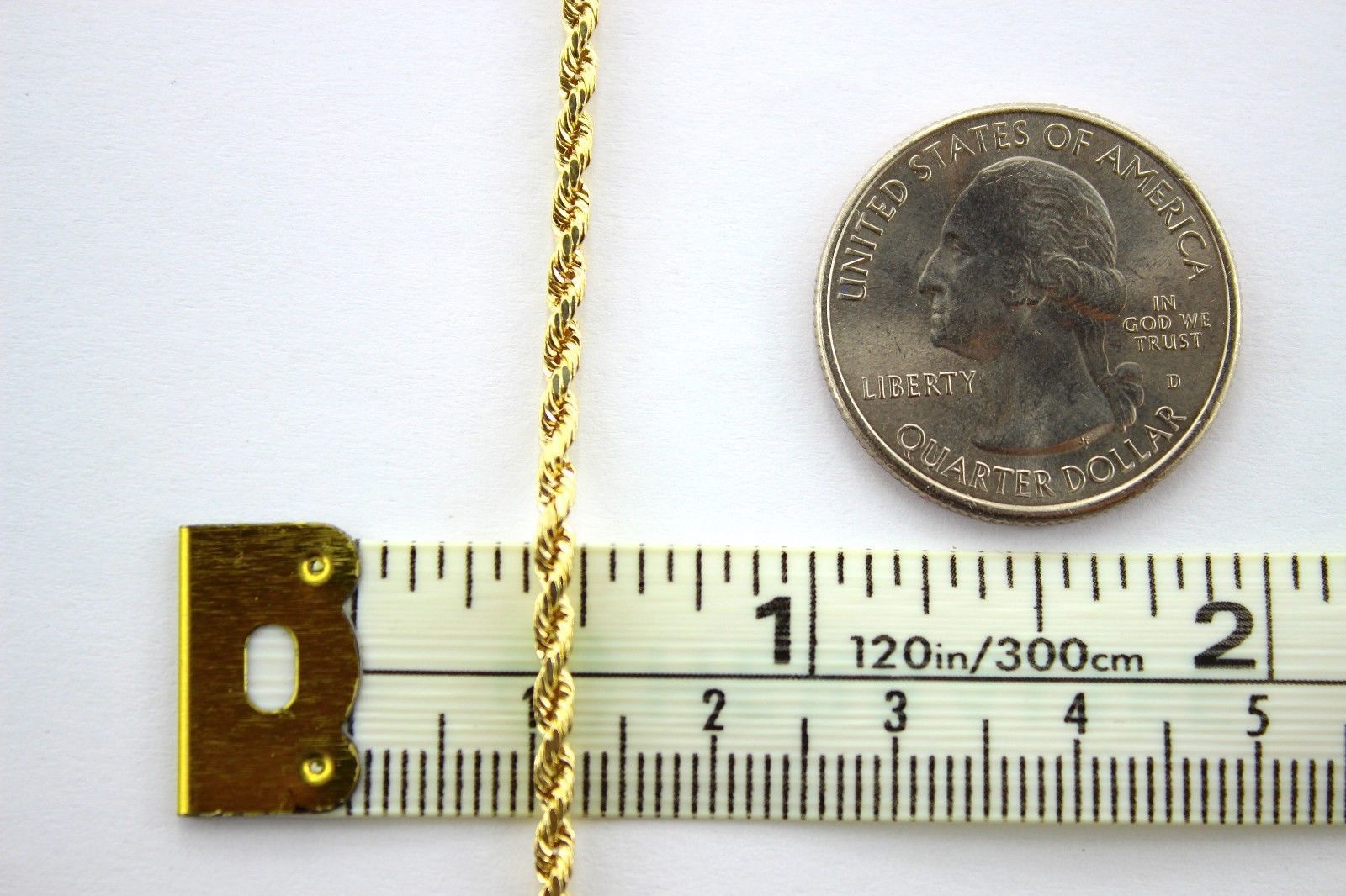 10K Yellow Gold Rope Twist Link Chain Necklace Bracelet Anklet 2mm~5mm 7″ ~ 30″