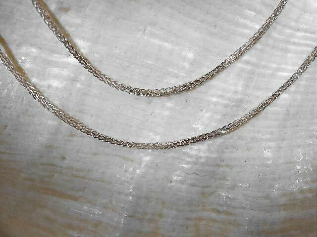 0.9MM SOLID 14K WHITE GOLD DIAMOND CUT SPIGA SQUARE WHEAT CHAIN NECKLACE 16-24″