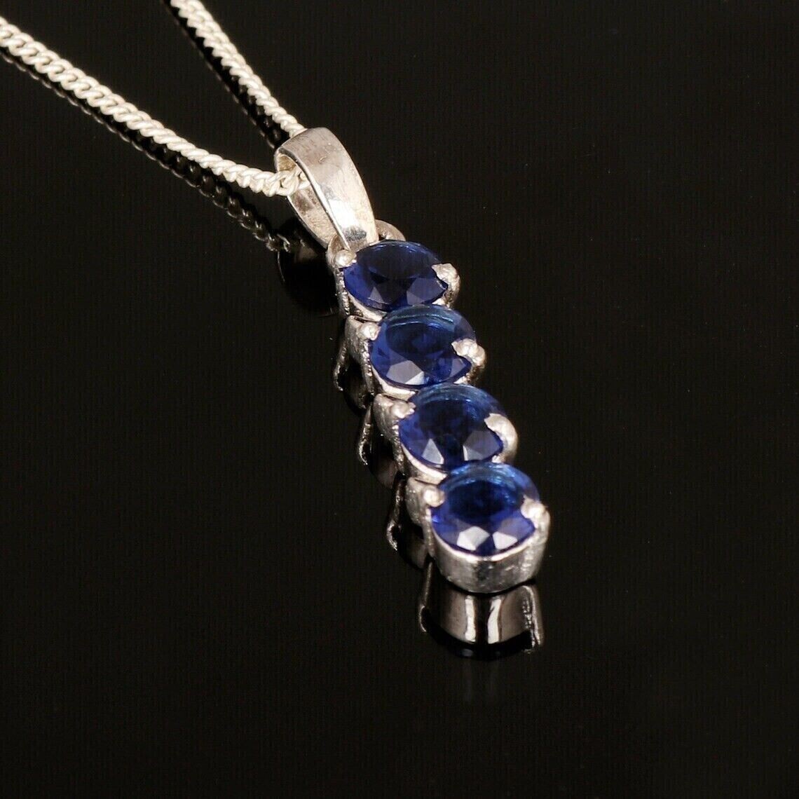 2Ct Round Cut Lab-Created Blue Sapphire Pendant 14k White Gold Plated Silver