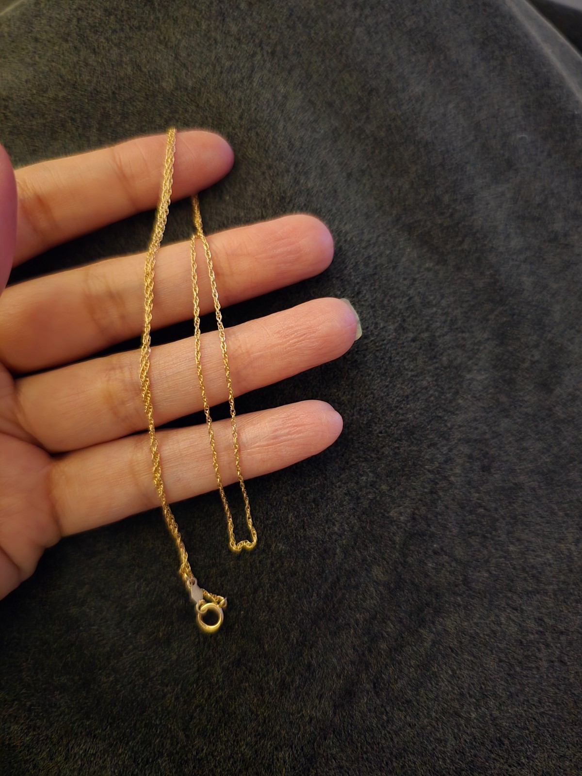 Solid 14k YG 1mm 1gr fine rope link chain