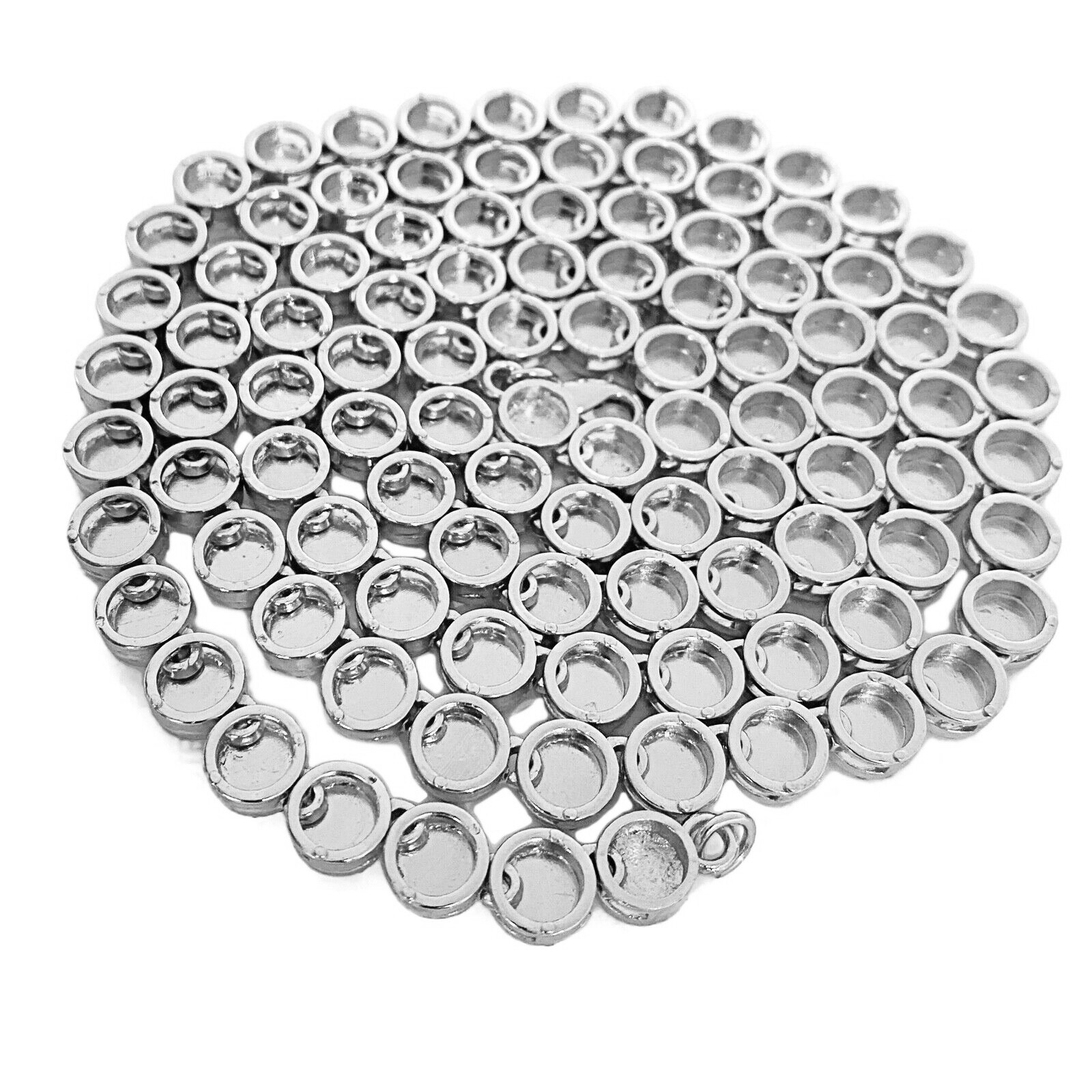 Men’s Flower Cluster Hip Hop Chain CZ Iced Bling Out One Row Silver Tone 36″