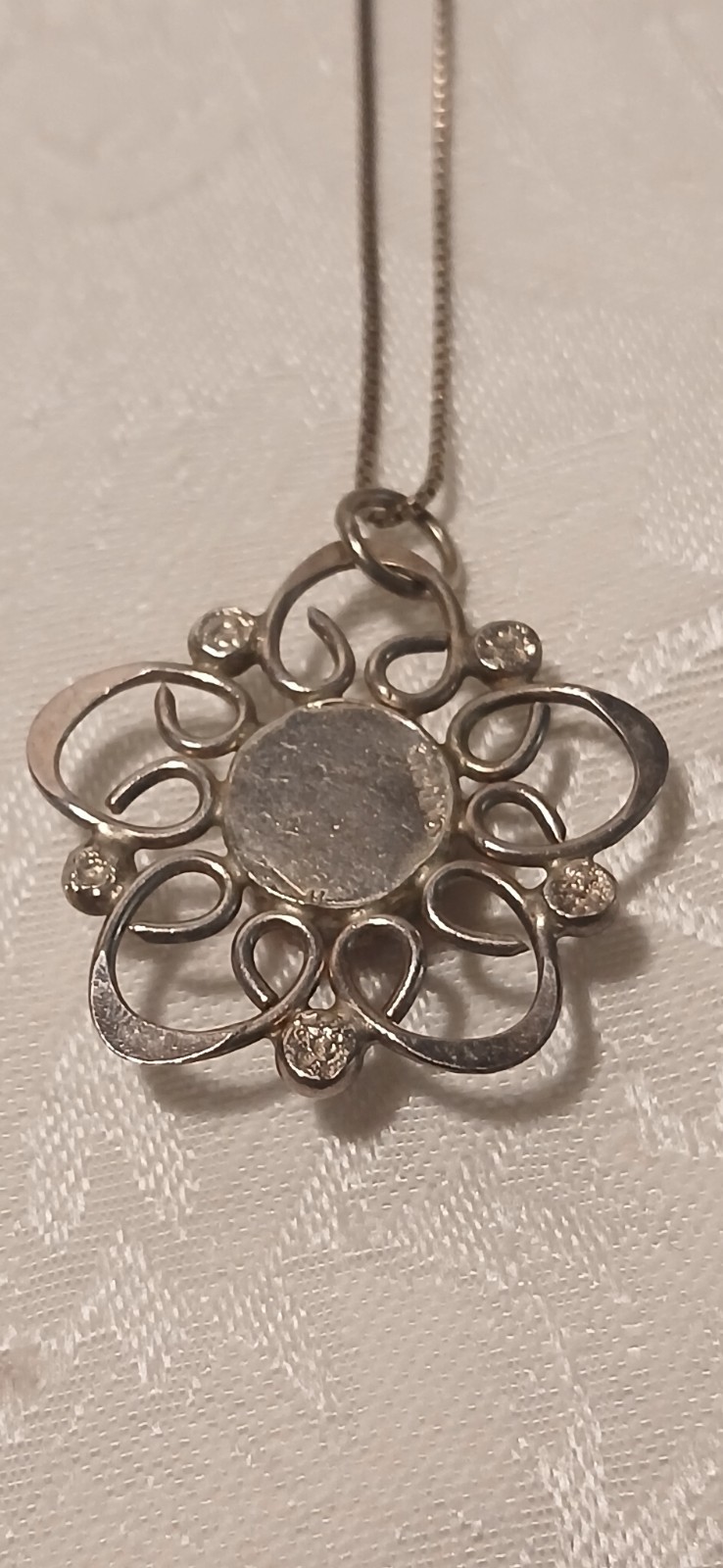 Vintage 925 Indo IBB Silver Coral Filigree Pendant, Chain, Floral, 925 Clasp