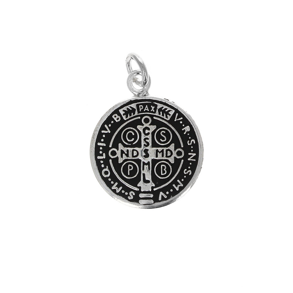 Sterling Silver, Medium Medallion of St. Benedict, 16mm, 925, San Benito Charm