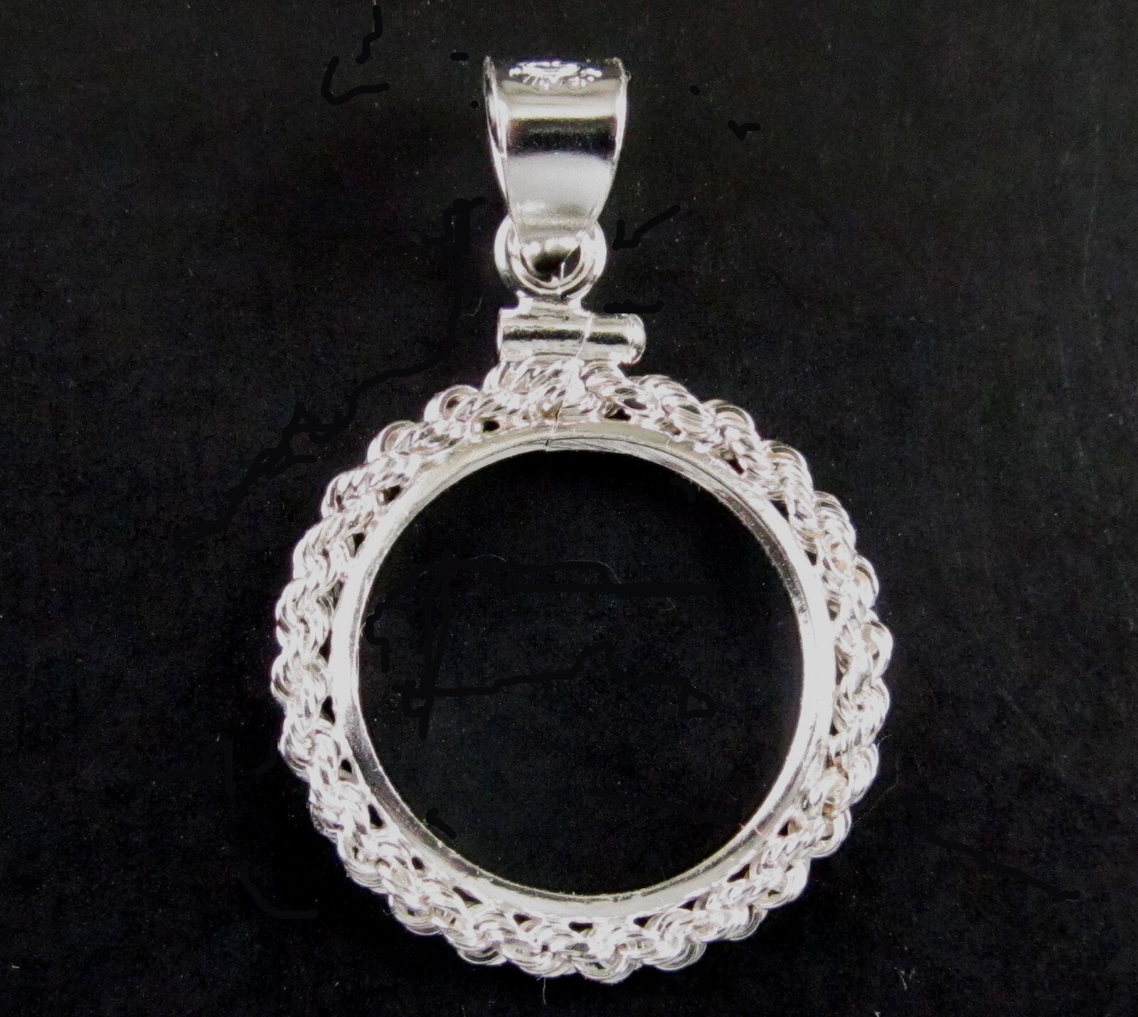 Coin Bezel Dime Sterling Silver Rope with Soldered Bail 18mm x 1.2mm New