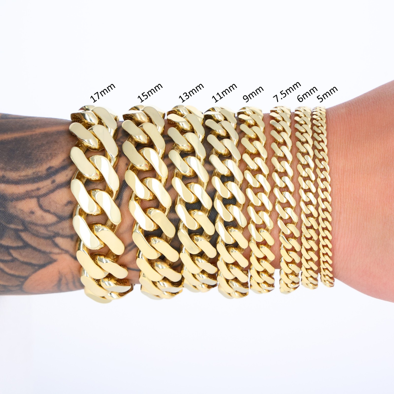 10K Yellow Gold Miami Cuban Royal Monaco Chain 6mm-20mm Necklace Bracelet 7″-30″