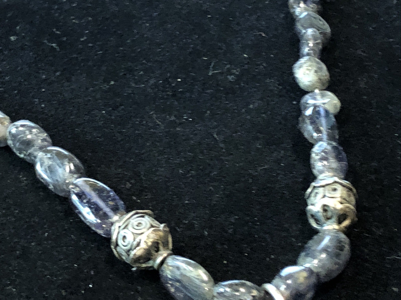 Sterling Silver 925 Buddha Pendant Purple Stone Necklace Ornate Accents