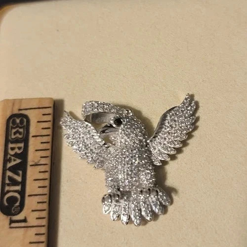 Men’s 2.30Ct Round Cut Real Moissanite Eagle Charm Pendant 14K White Gold Plated