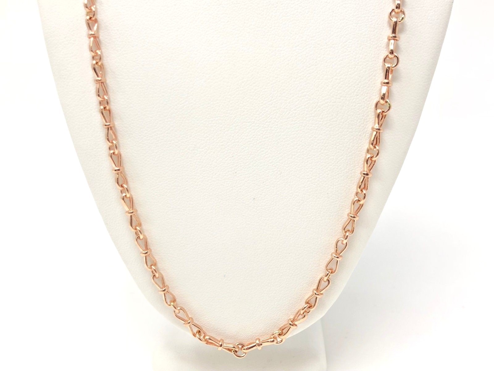 14k Rose Gold Solid Handmade Bow Fashion Link Chain Necklace 22″ 3.5mm 23.5grams