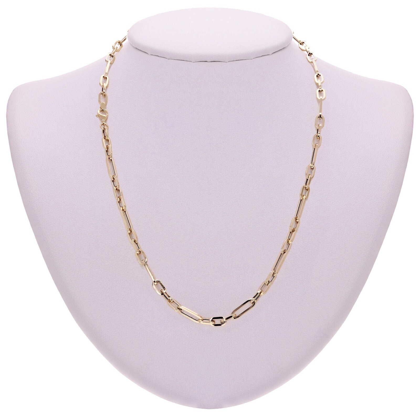 Italian 14k Yellow Gold Hollow Paper Clip Chain Necklace 17.75″ 4.2mm 6.4 grams